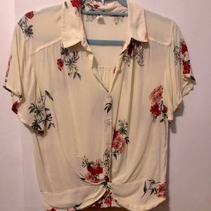 Ivory Floral Print BP Blouse